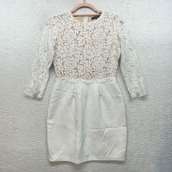 Lulus Dresses & Skirts - Lulus Dress Womens Small White Lace Long Sleeve Sheath Mini Shower Bridal